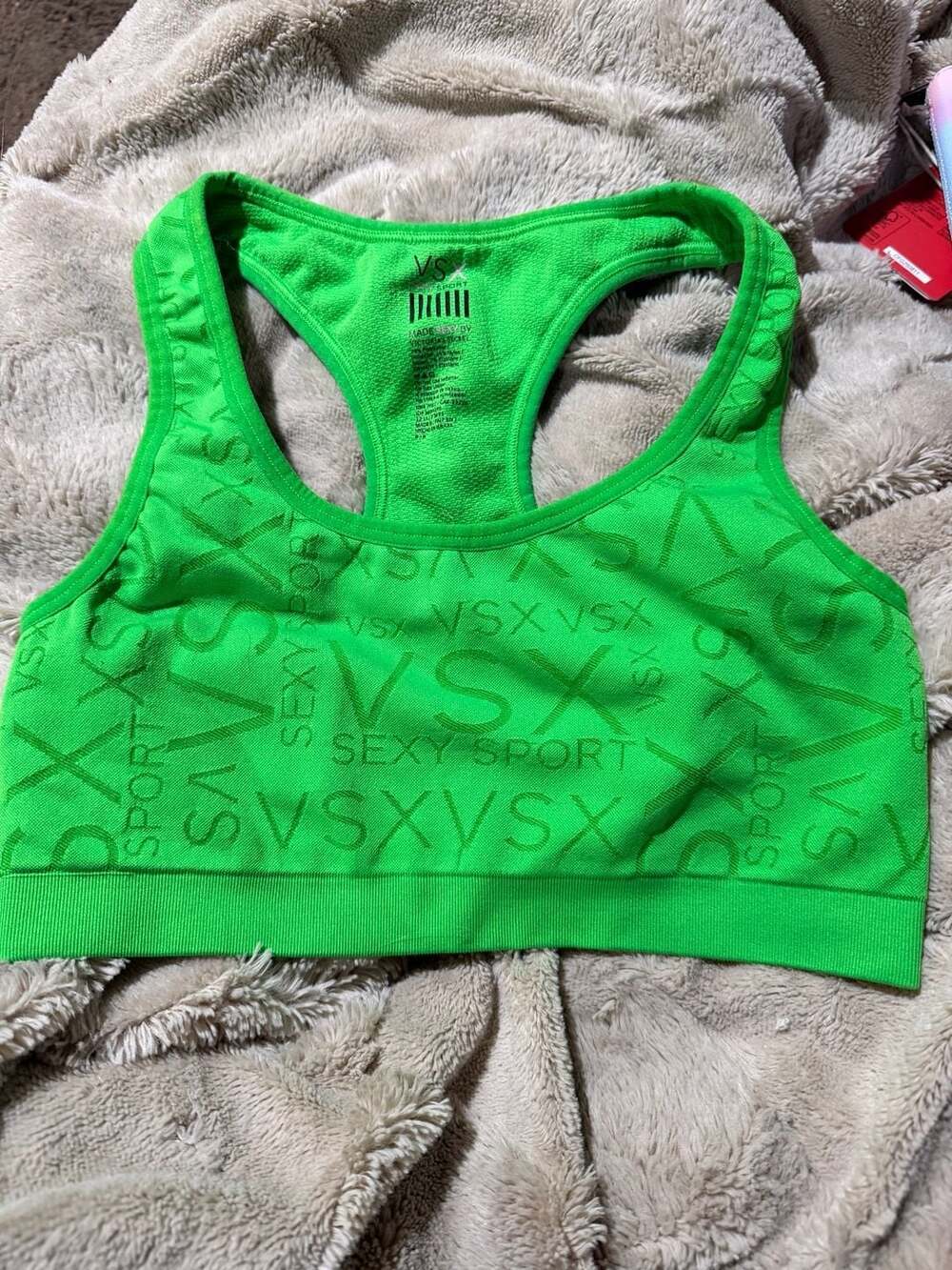 Victoria's Secret VSX Sexy Sport Seamless Racerback Sports Bra Neon Green Size S